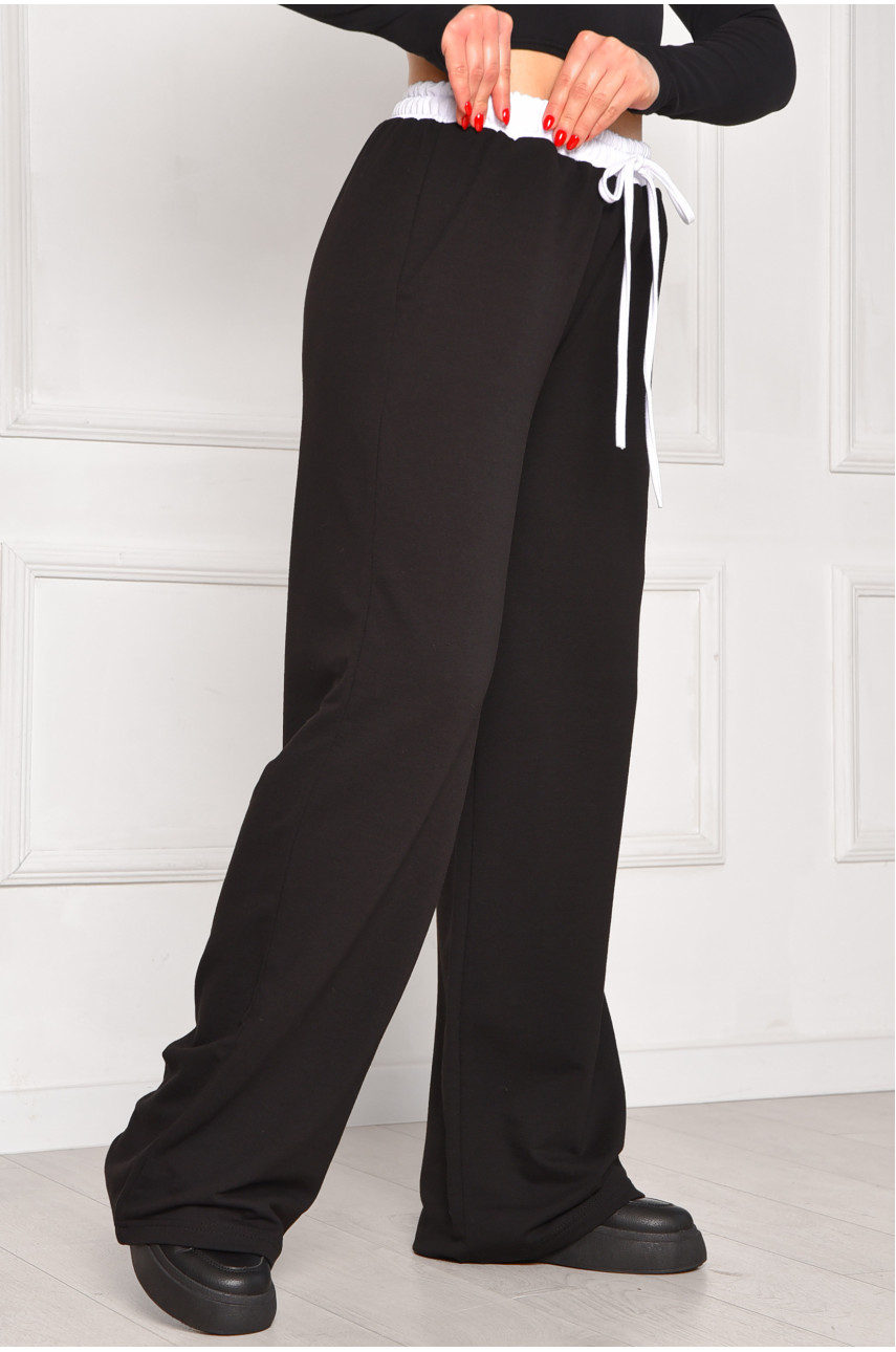 Спортивные штаны женские однотонные черного цвета 7129 208617