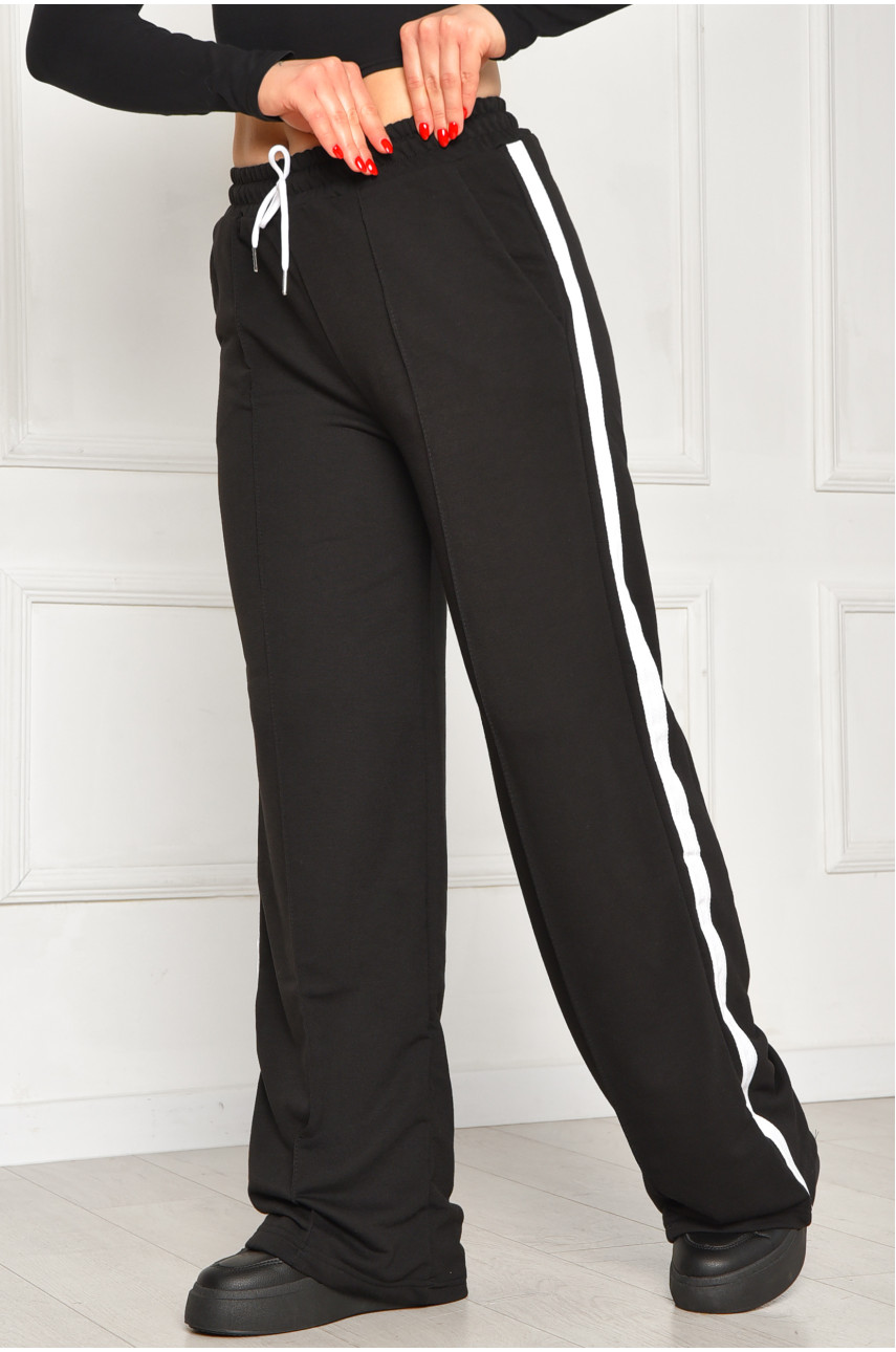Спортивные штаны женские однотонные черного цвета 1728 208620