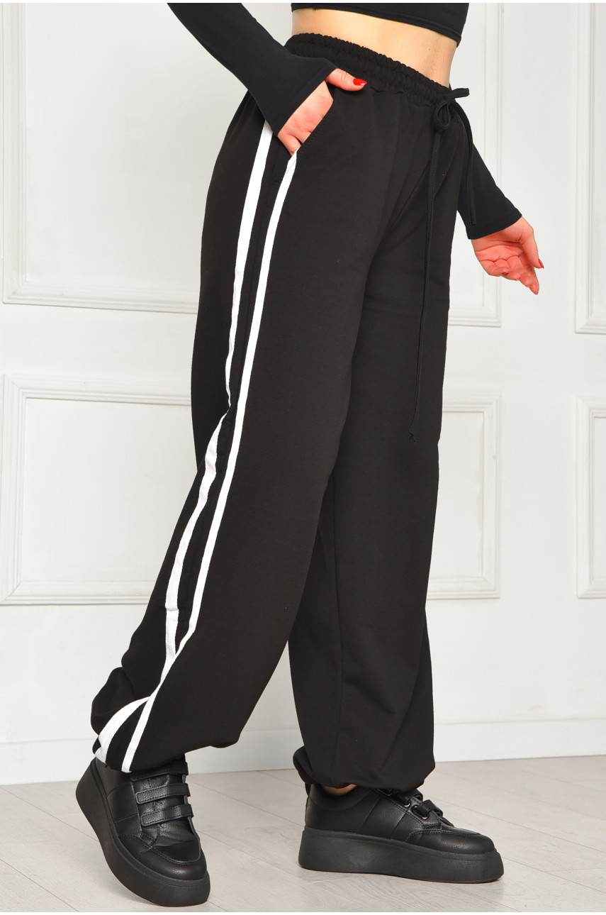 Спортивные штаны женские однотонные черного цвета 289 208623