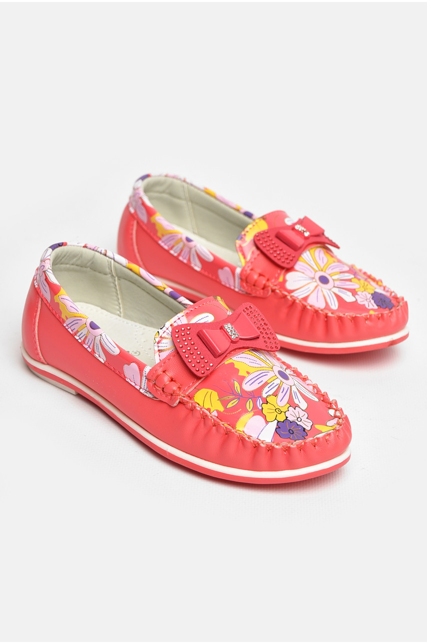 Мокасины детские для девочки кораллового цвета 121-2 208688