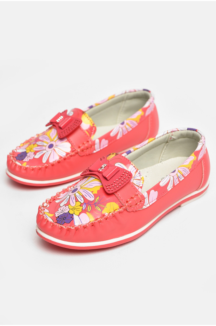 Мокасины детские для девочки кораллового цвета 121-2 208688
