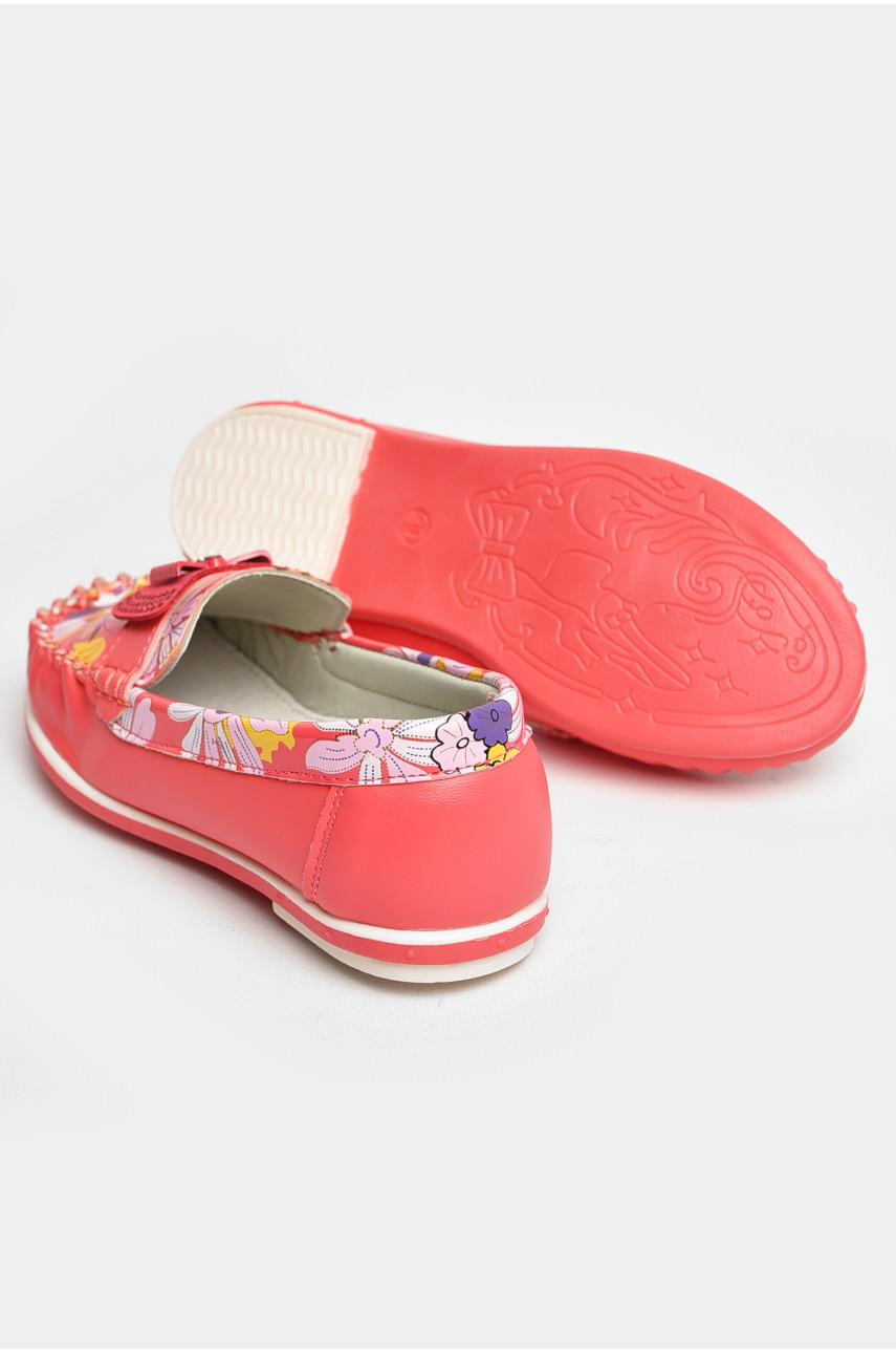 Мокасины детские для девочки кораллового цвета 121-2 208688