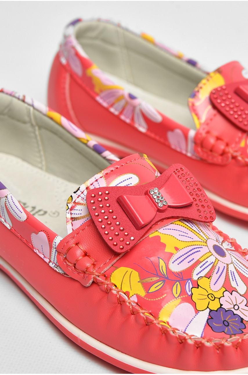 Мокасины детские для девочки кораллового цвета 121-2 208688