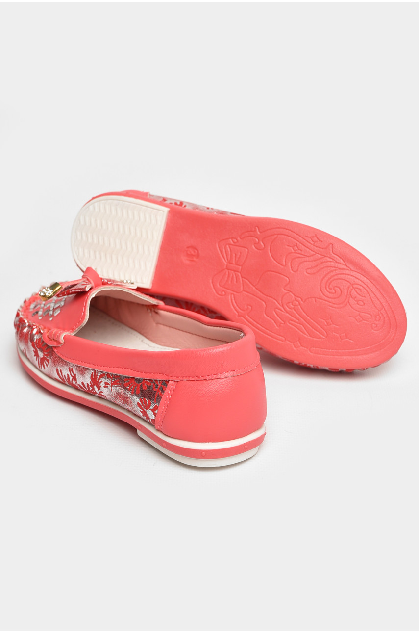 Мокасины детские для девочки кораллового цвета 119-2 208691