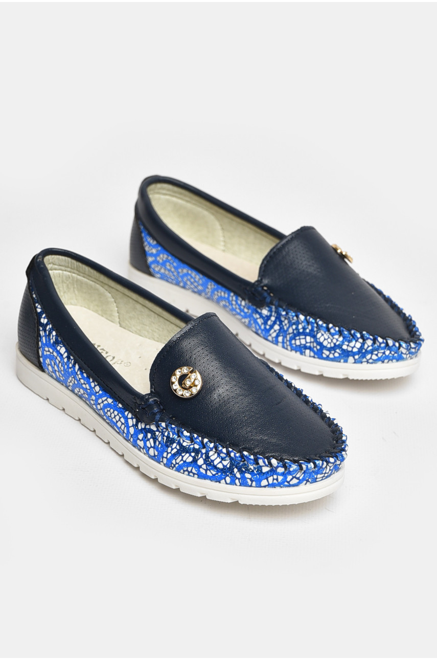 Мокасины детские для девочки синего цвета 1737-7 208692
