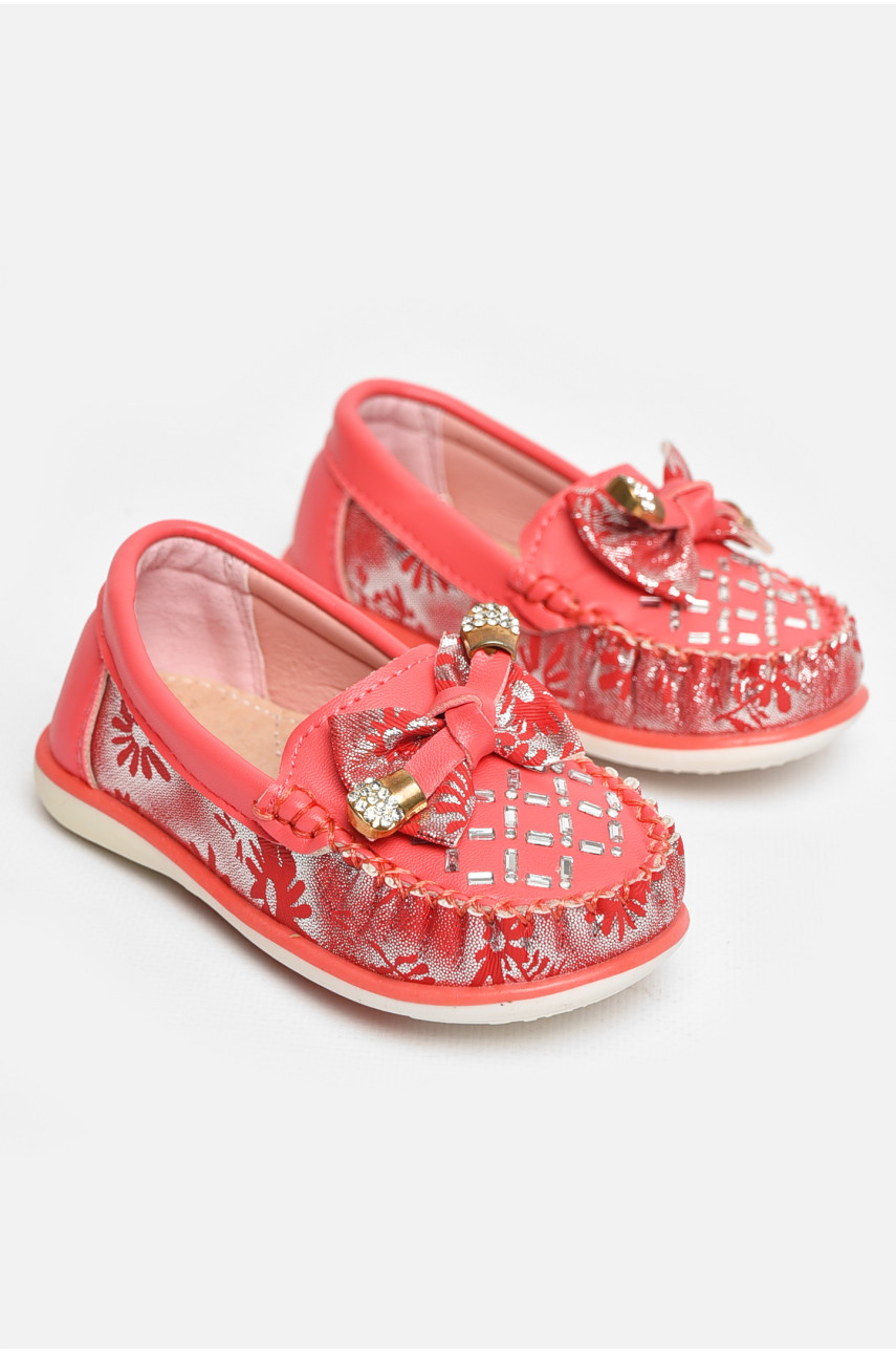 Мокасины детские для девочки кораллового цвета 112-2 208696