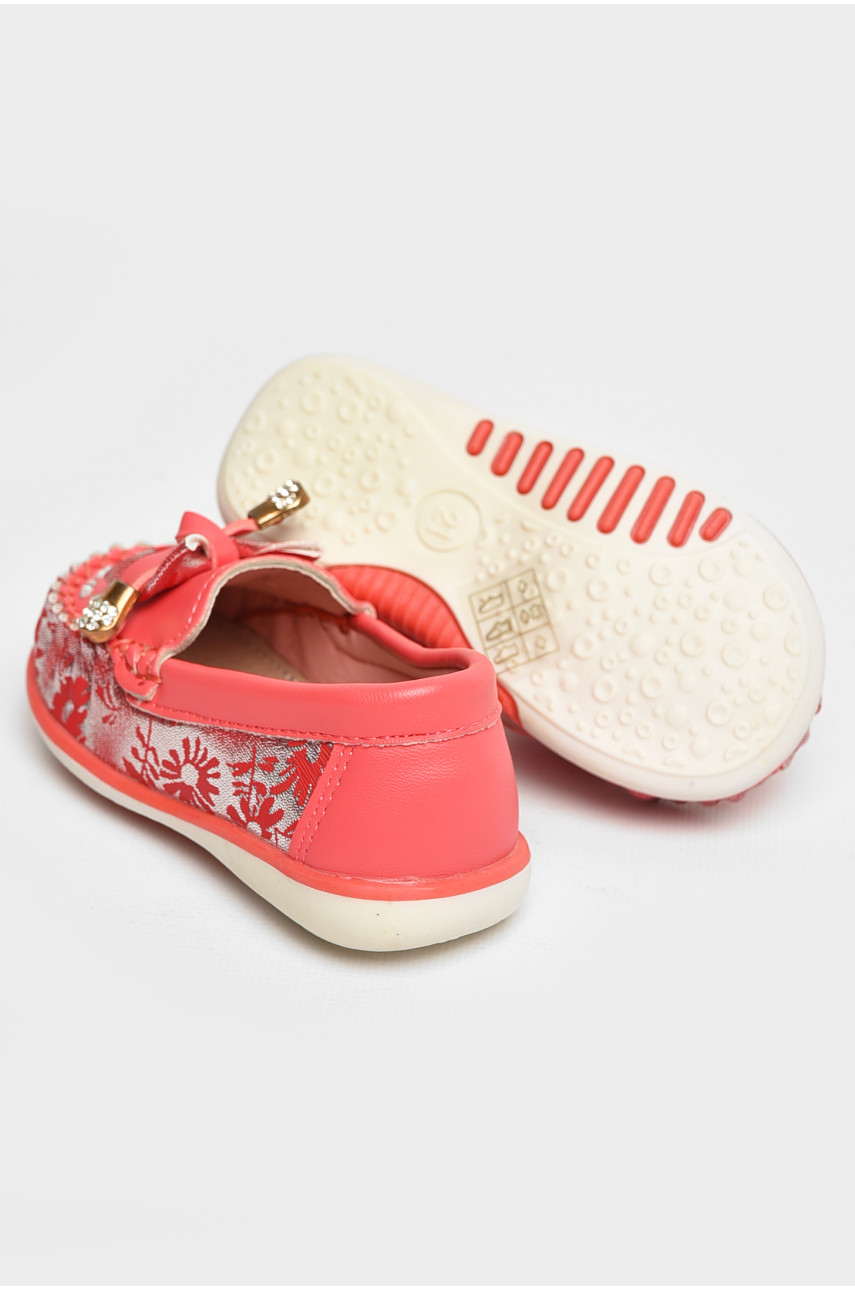 Мокасины детские для девочки кораллового цвета 112-2 208696