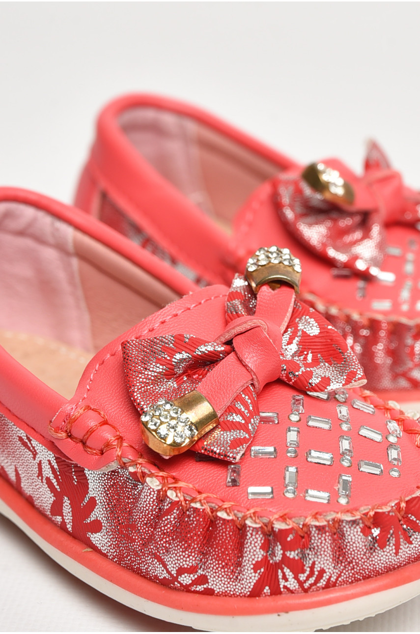 Мокасины детские для девочки кораллового цвета 112-2 208696