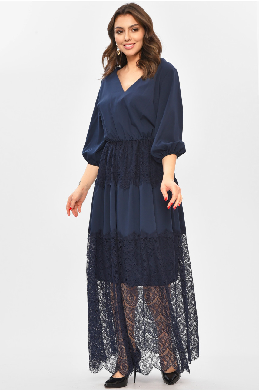 Платье женское однотонное тёмно-синего цвета 208703