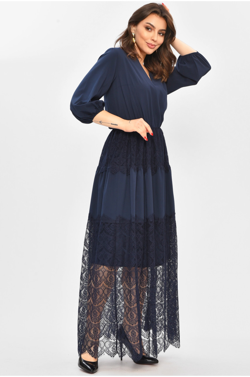 Платье женское однотонное тёмно-синего цвета 208703