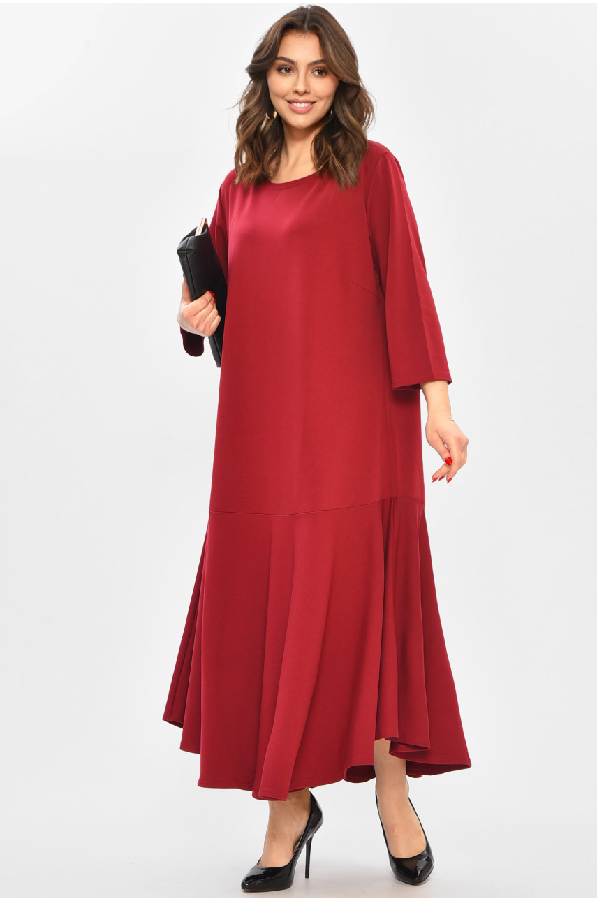 Платье женское полубатальное бордового цвета 8269 208705
