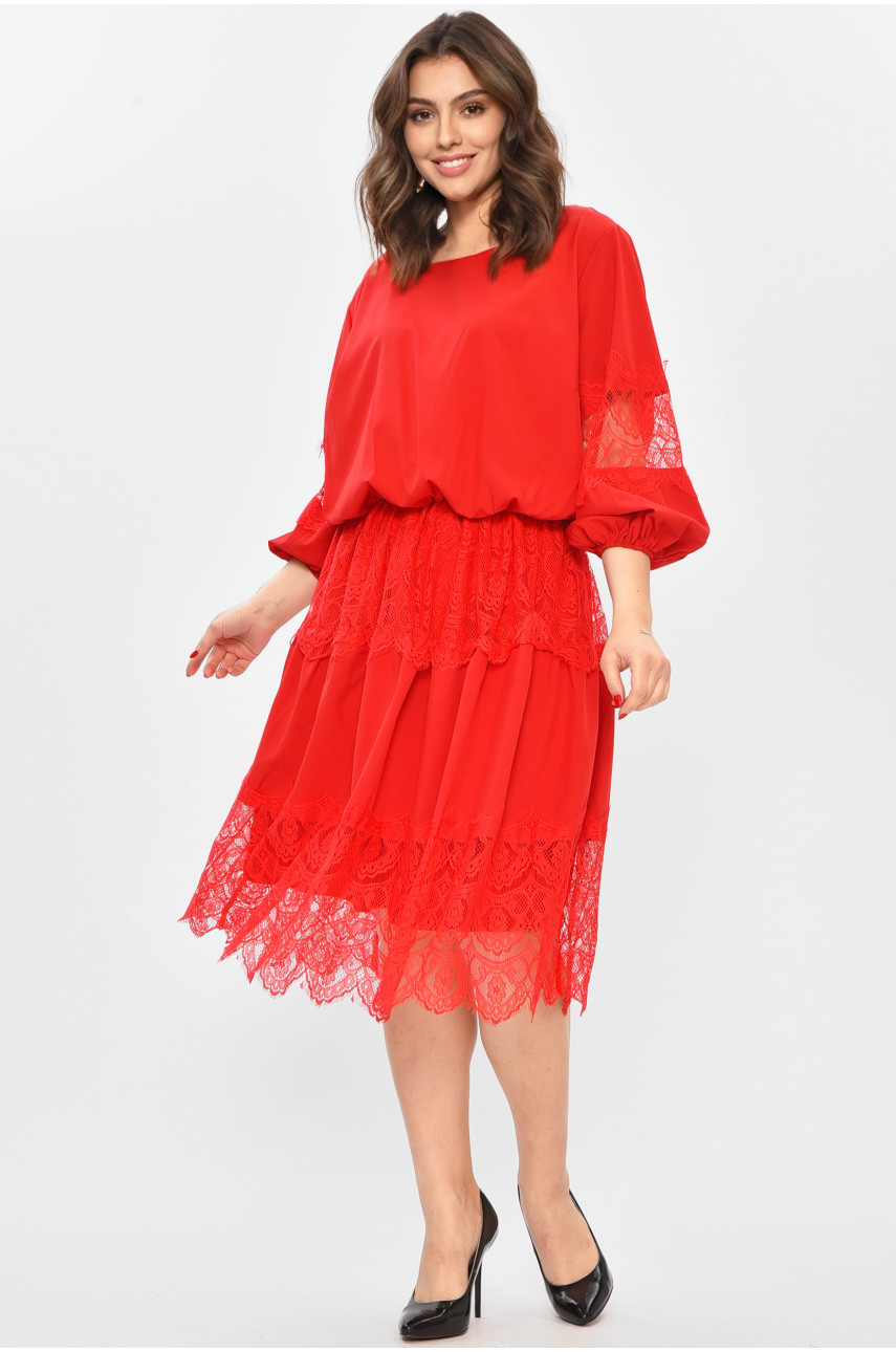 Платье женское однотонное красного цвета 8337 208709