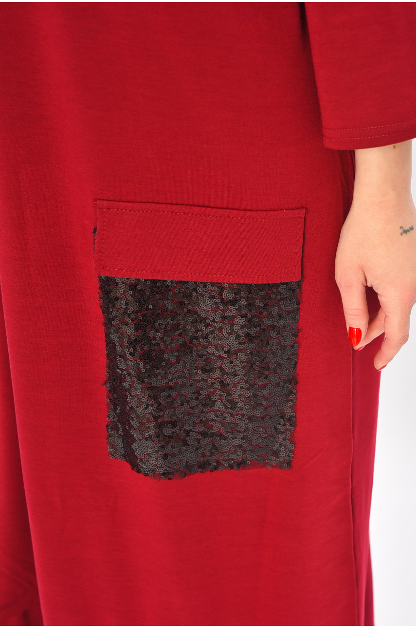 Платье женское полубатальное бордового цвета 8316 208713