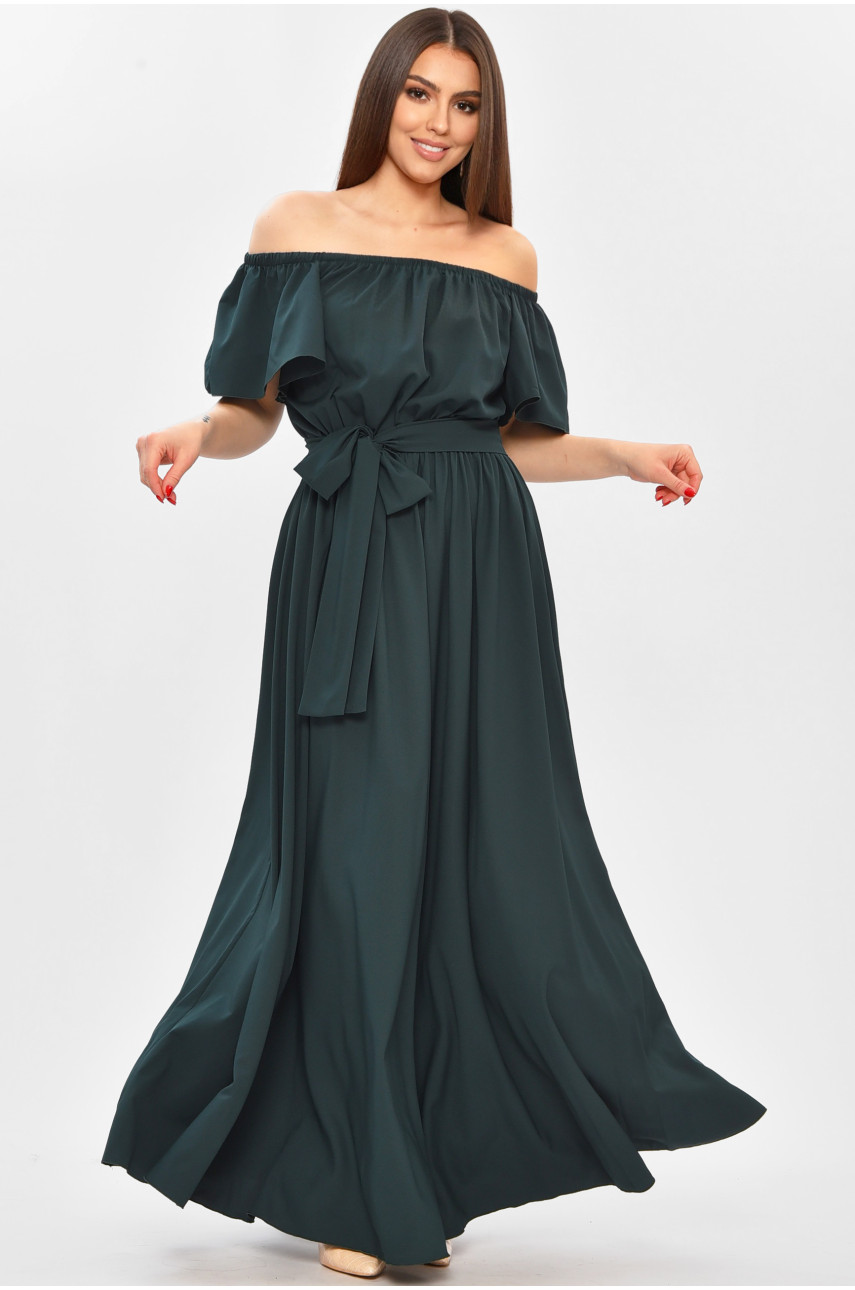 Платье женское однотонное тёмно-зеленого цвета 8377 208728