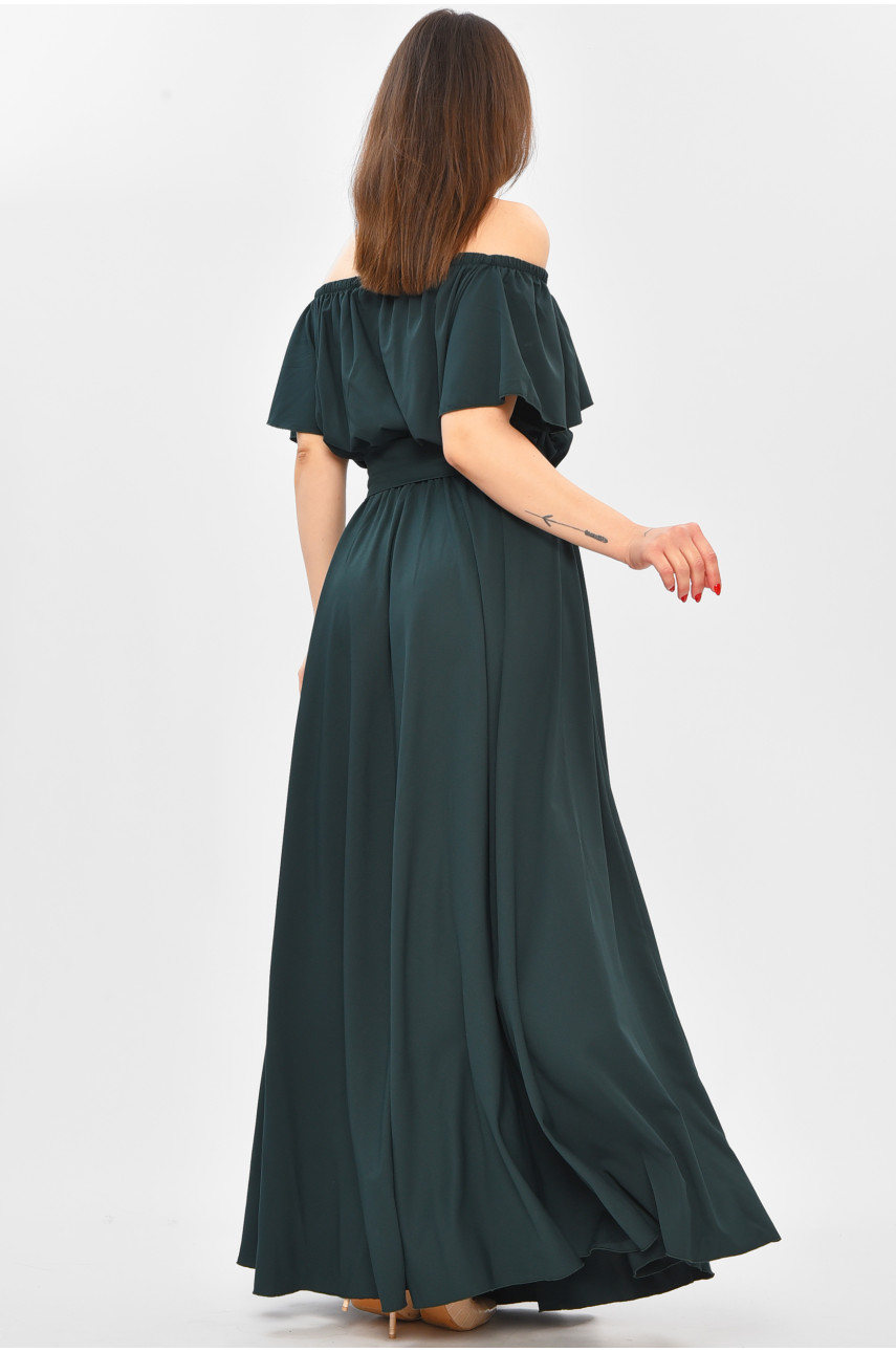 Платье женское однотонное тёмно-зеленого цвета 8377 208728