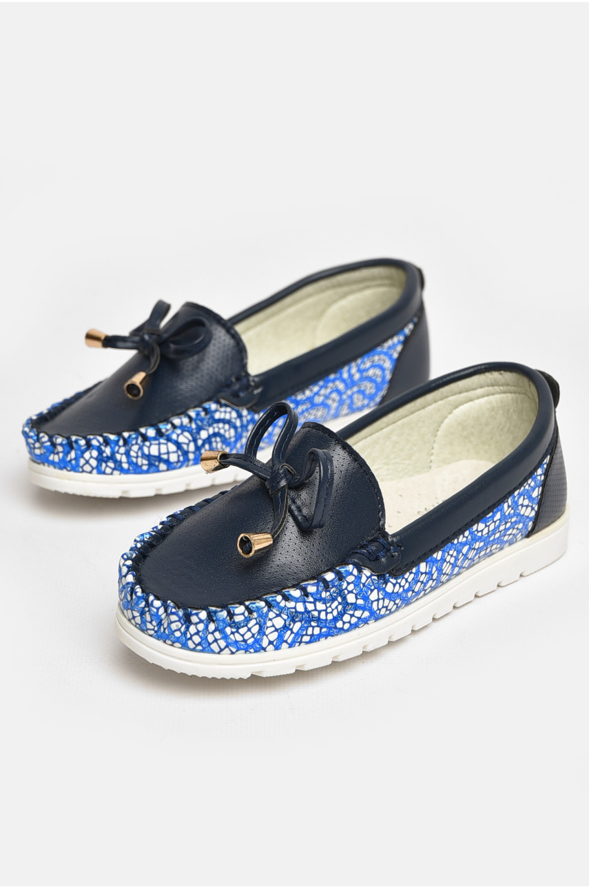 Мокасины детские для девочки темно-синего цвета 1736-7 208735
