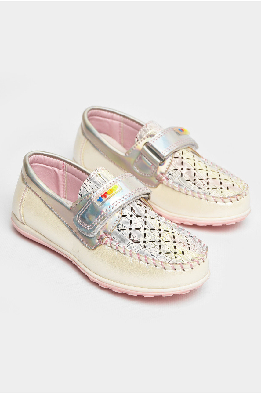 Мокасины детские для девочки белого цвета 18307-1 208736