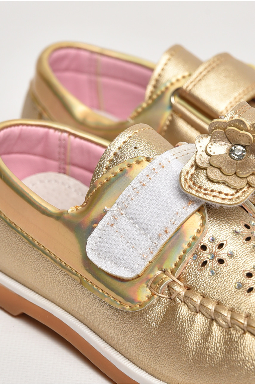 Мокасины детские для девочки золотистого цвета 18301-20 208739