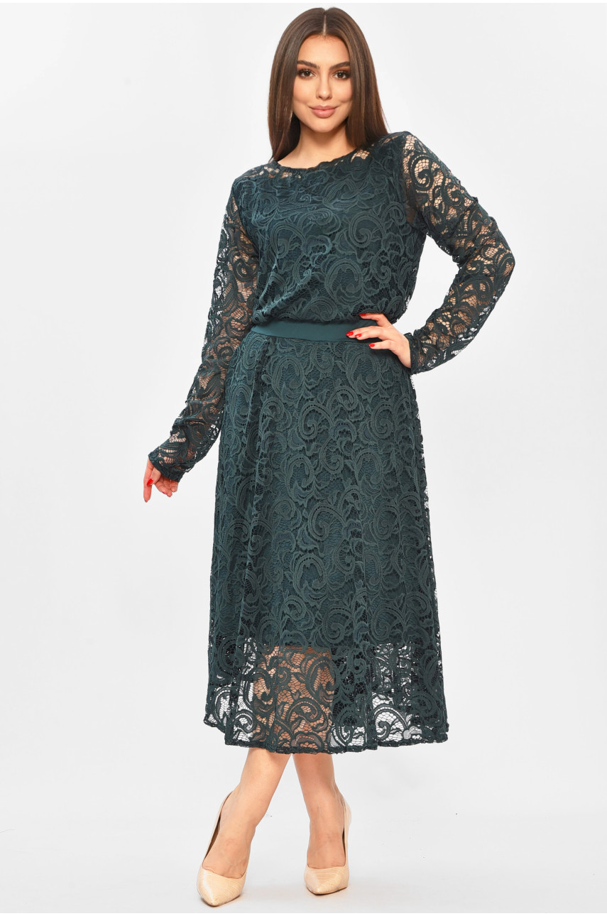 Костюм женский полубатальный тёмно-зеленого цвета 8165 208740