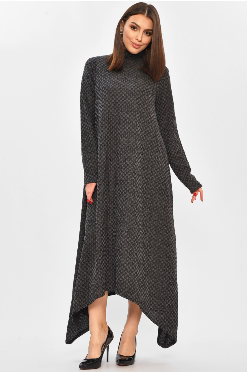Платье женское однотонное тёмно-серого цвета 8230 208749