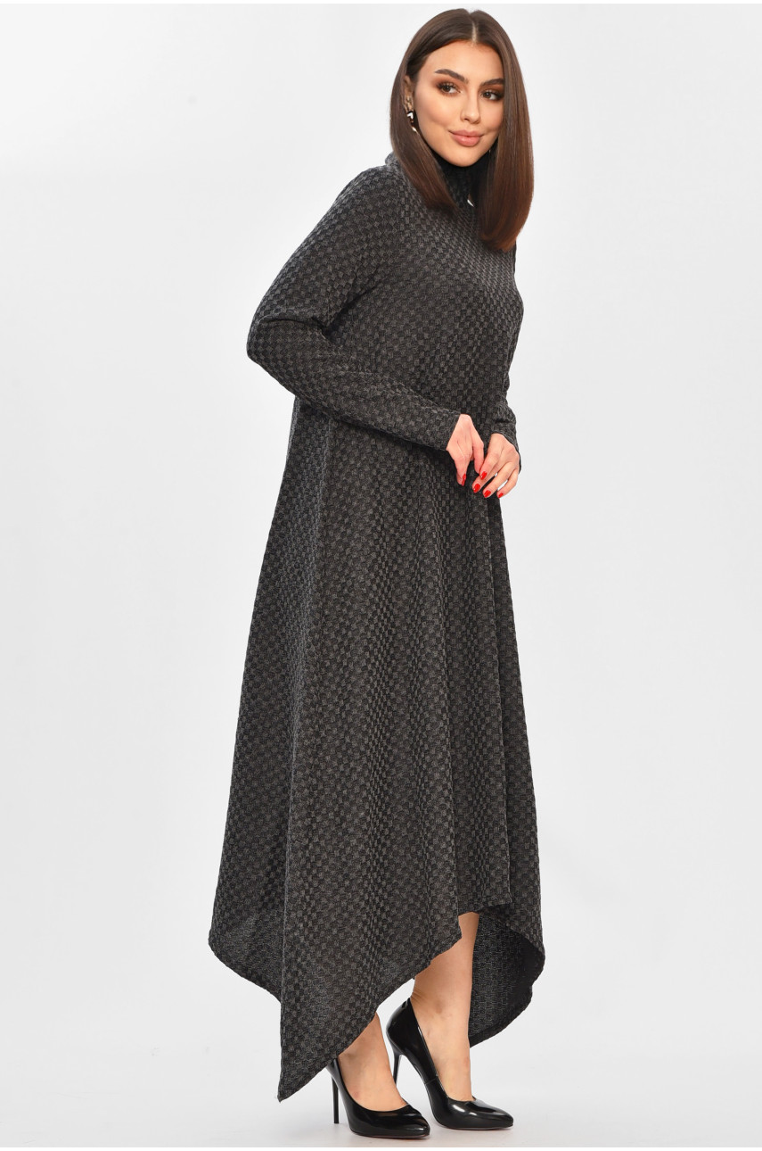 Платье женское однотонное тёмно-серого цвета 8230 208749
