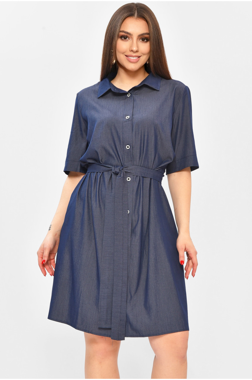 Платье женское однотонное тёмно-синего цвета 8243 208753