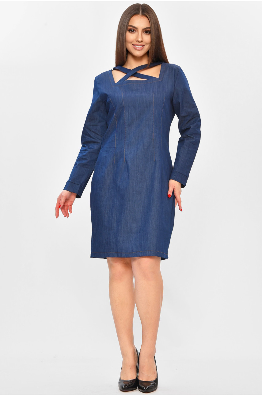 Платье женское однотонное тёмно-синего цвета 4568 208754