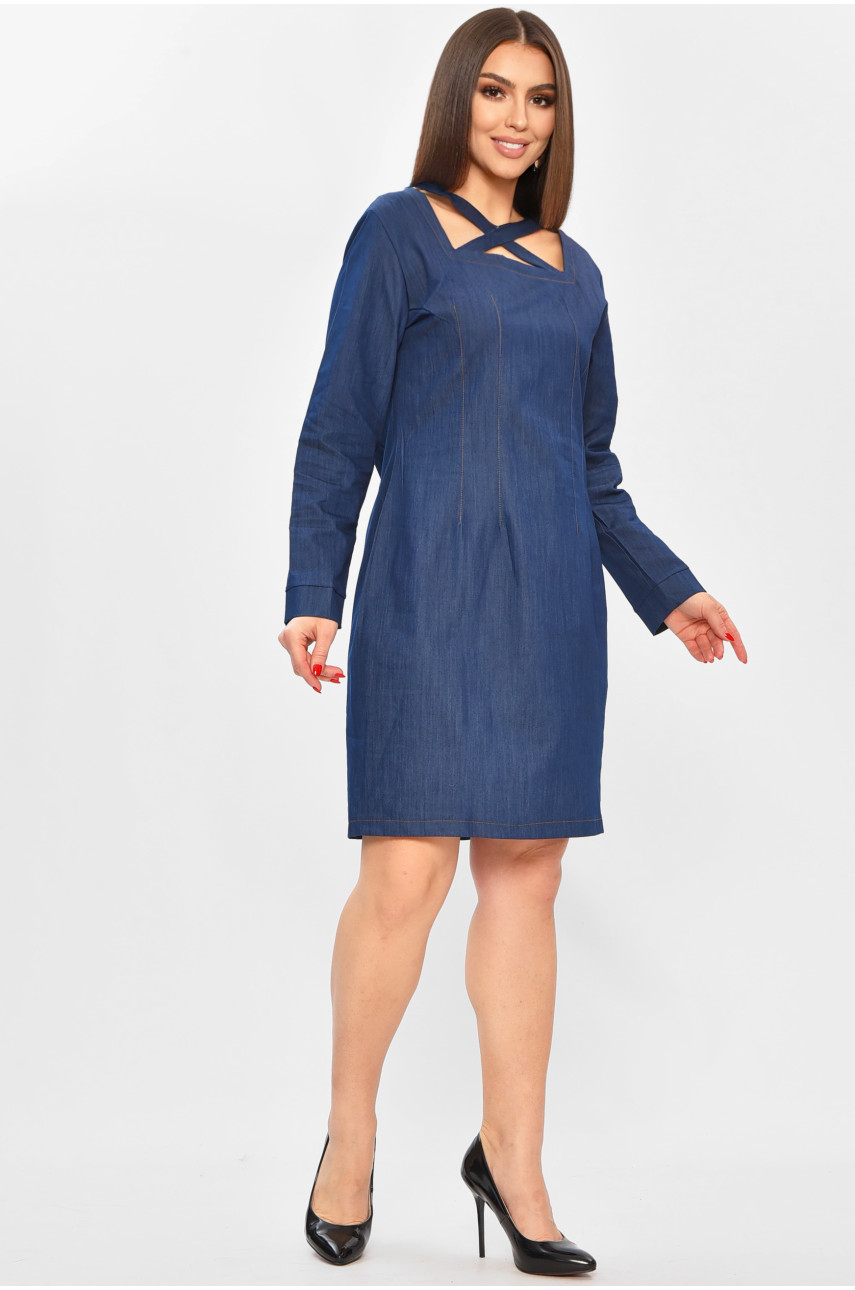 Платье женское однотонное тёмно-синего цвета 4568 208754