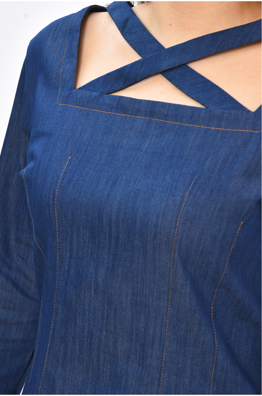 Платье женское однотонное тёмно-синего цвета 4568 208754