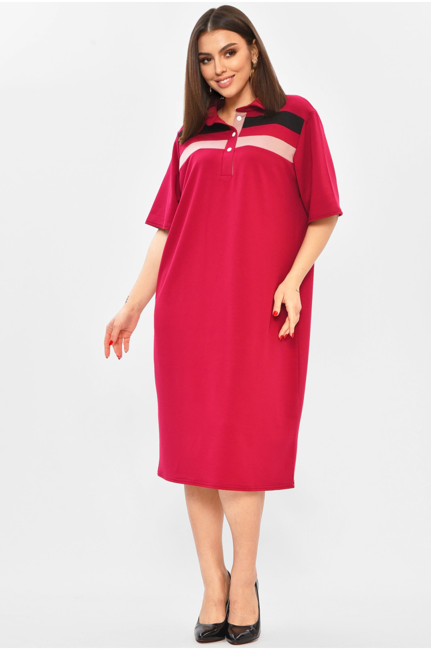 Платье женское бордового цвета с принтом 208759