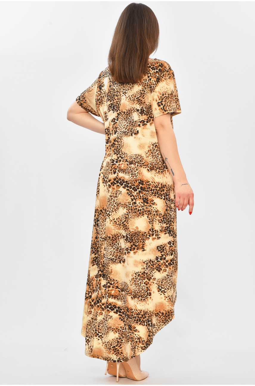 Платье женское полубатальное бежевого цвета с принтом 8262 208760