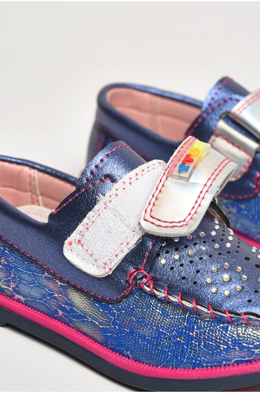 Мокасины детские для девочки синего цвета 18303-07 208761