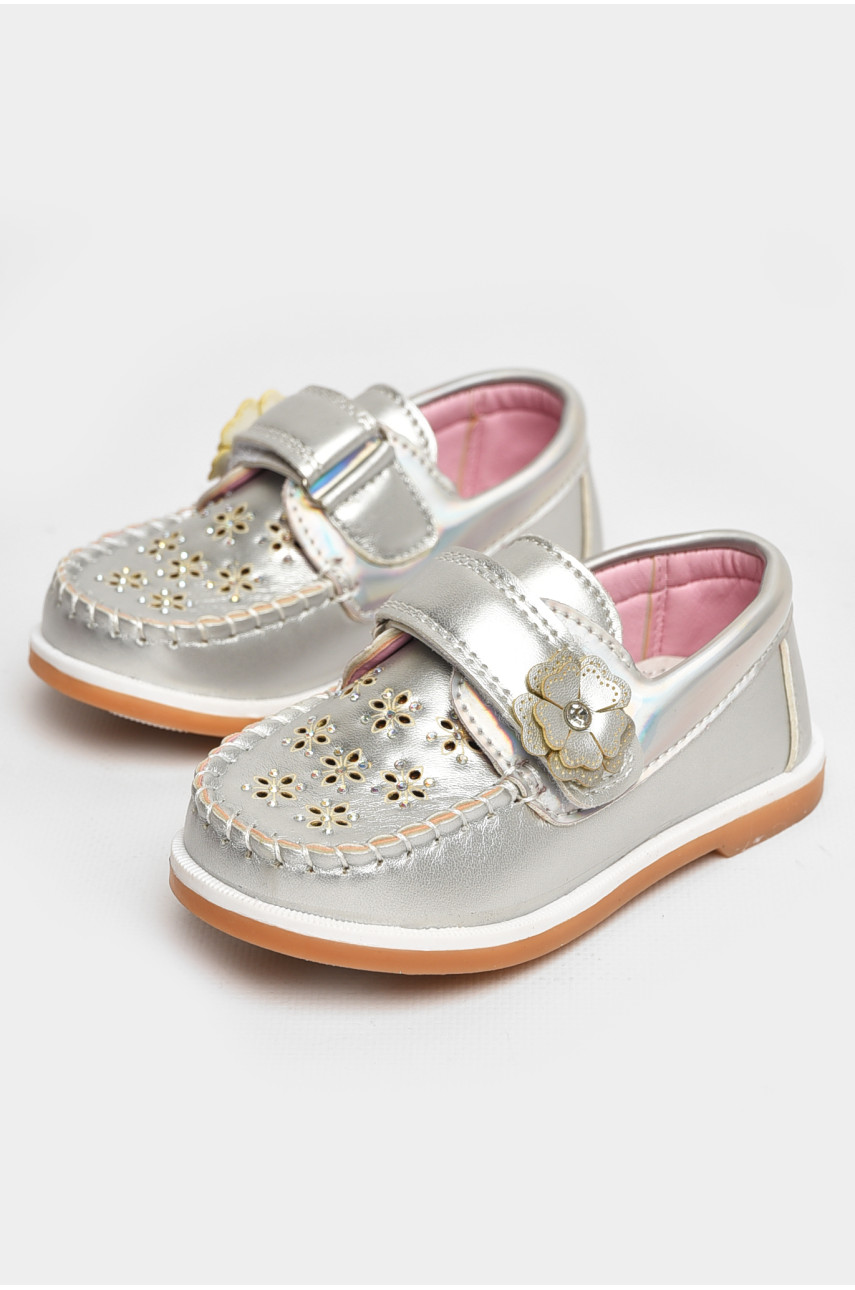 Мокасины детские для девочки серебристого цвета 18301-21 208765