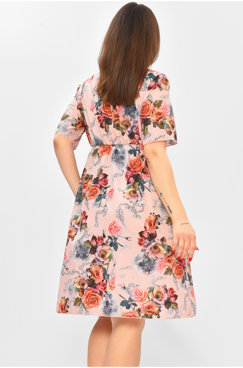 Платье женское розового цвета с принтом 208767