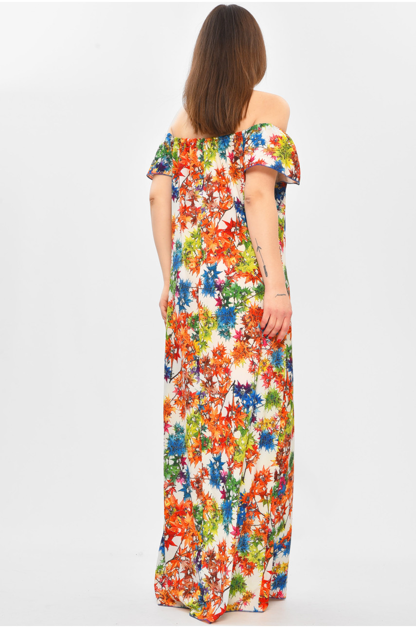 Платье женское полубатальное белого цвета с принтом 208770