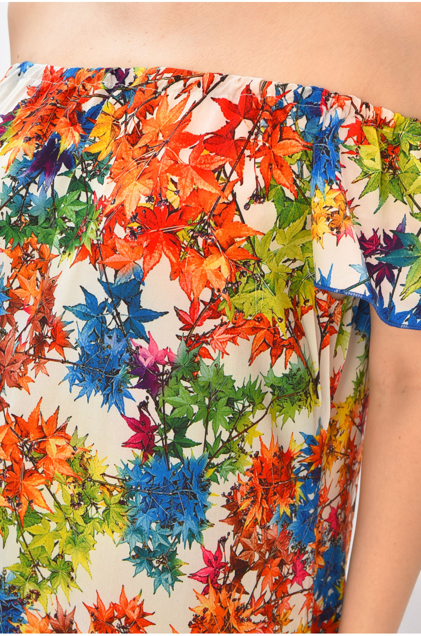 Платье женское полубатальное белого цвета с принтом 208770