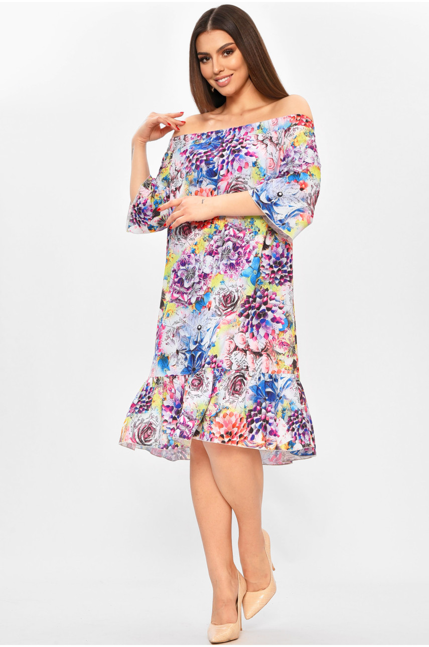 Платье женское белого цвета с принтом 208771