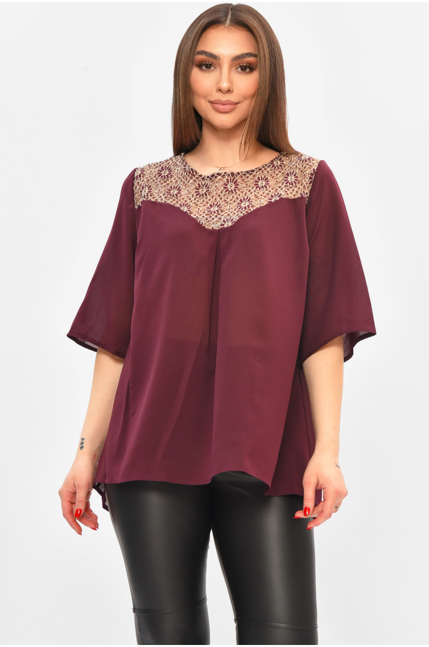 Блуза женская бордового цвета с принтом 8418 208785