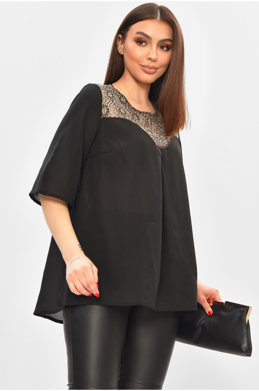 Блуза женская черного цвета с принтом 8418 208787