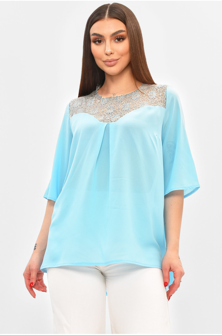 Блуза женская голубого цвета с принтом 8418 208789