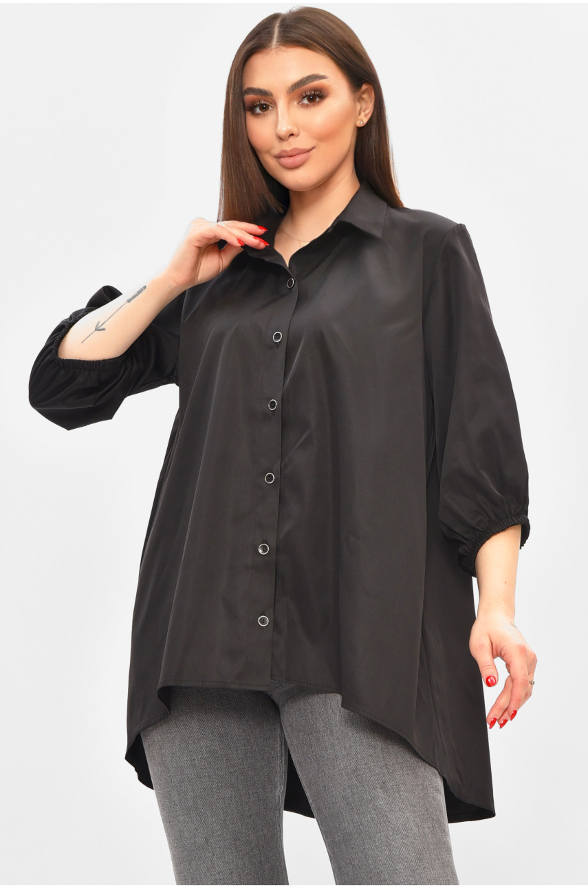 Рубашка женская однотонная черного цвета 8013 208790
