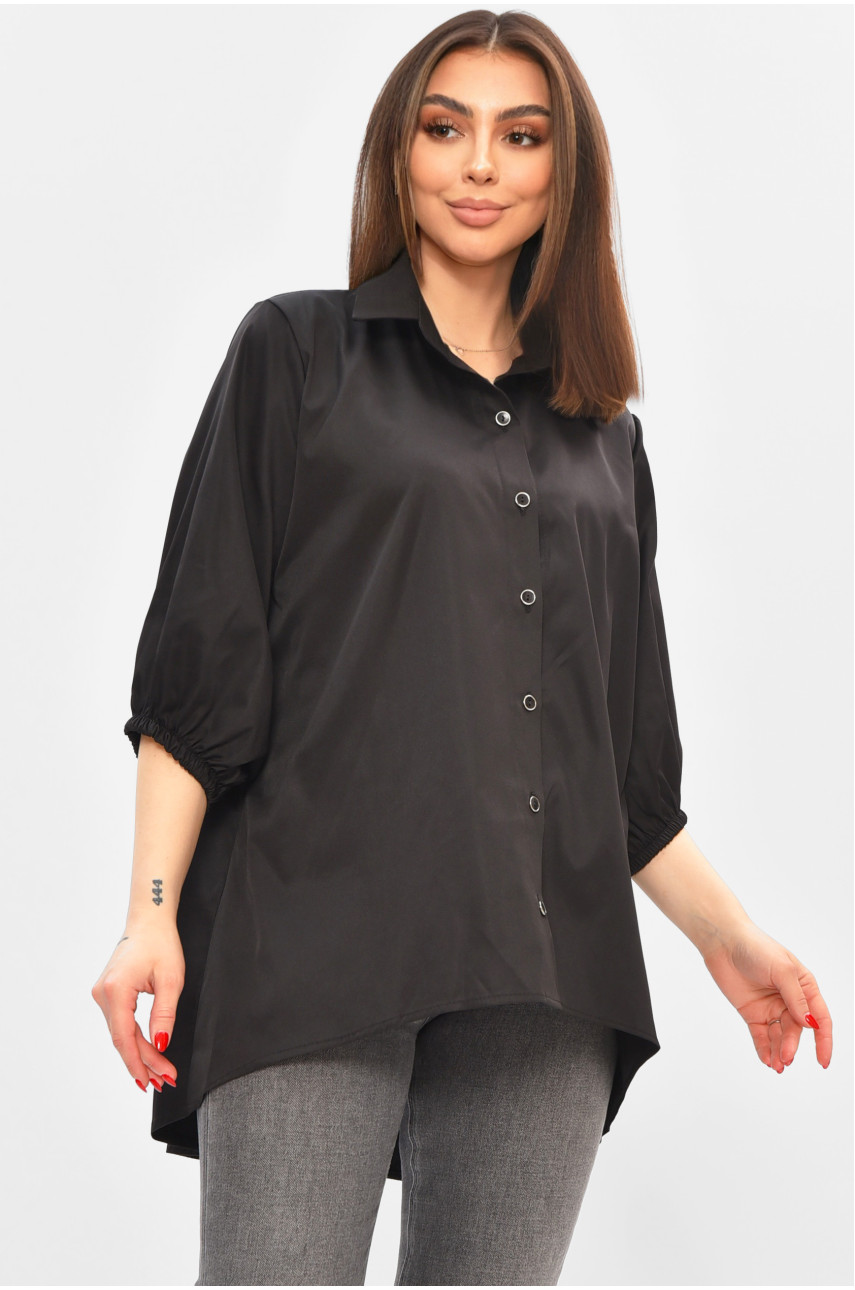 Рубашка женская однотонная черного цвета 8013 208790