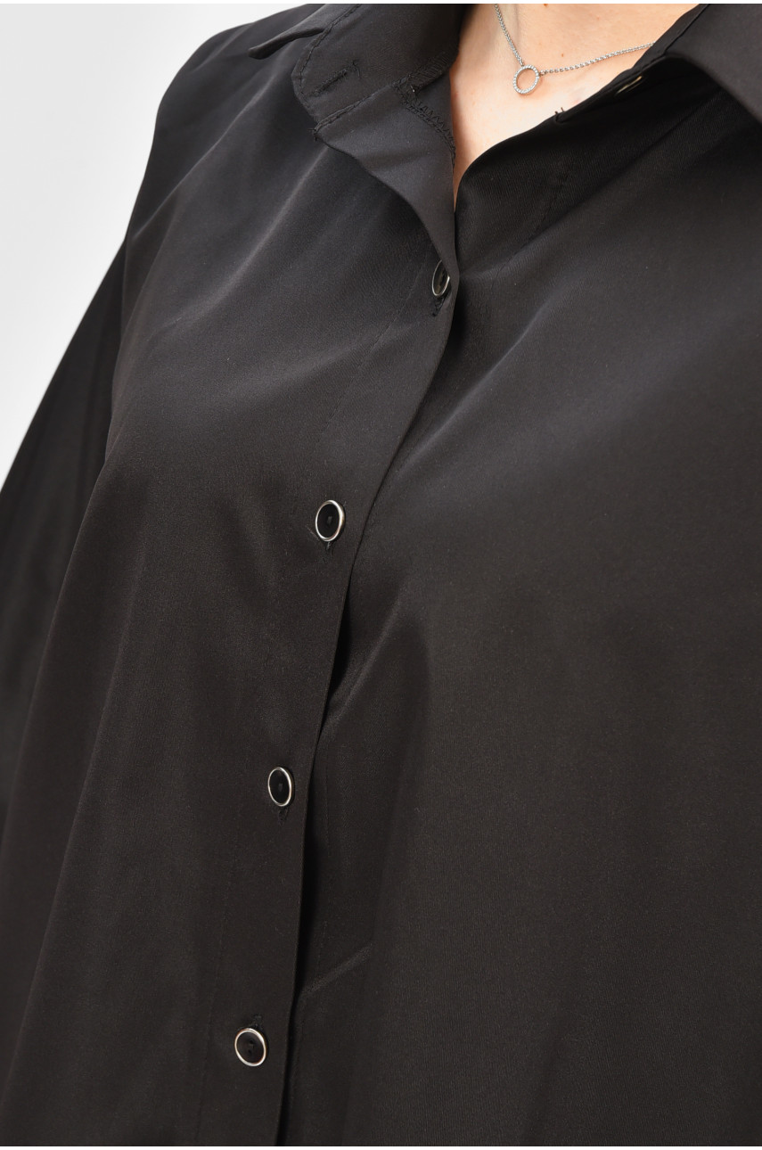 Рубашка женская однотонная черного цвета 8013 208790