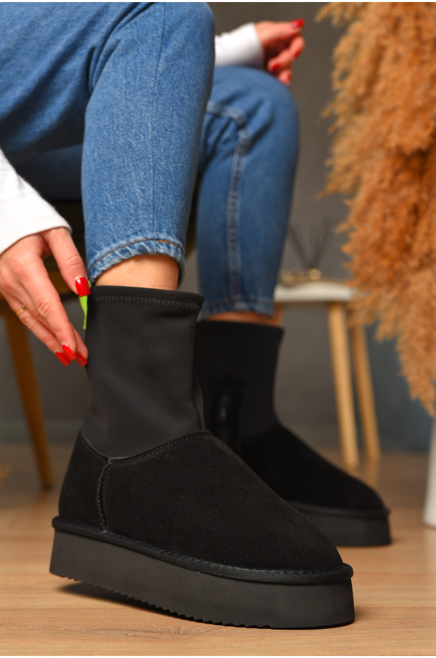 Угги женские на меху черного цвета 1705-1 208793