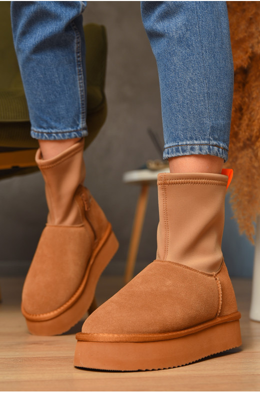 Угги женские на меху бежевого цвета 1705-20 208795