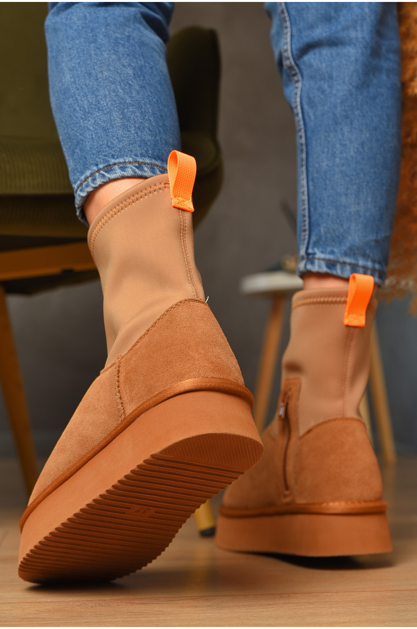 Угги женские на меху бежевого цвета 1705-20 208795