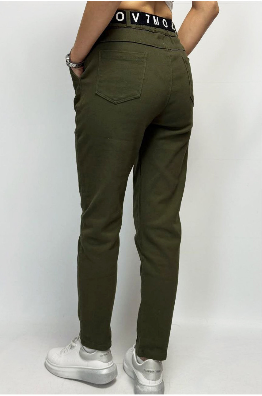 Джинсы женские на флисе  оливкового цвета 505-3 208797