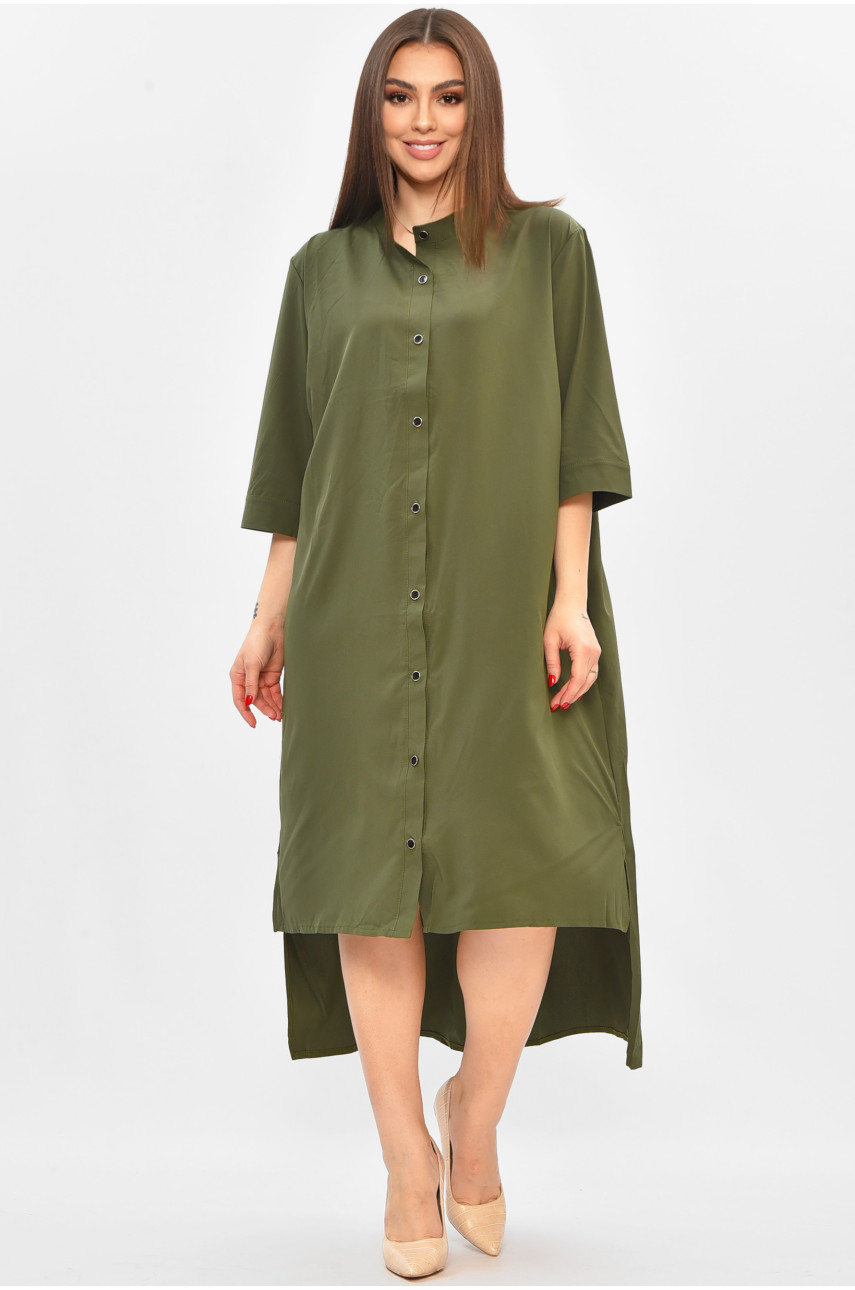 Платье женское полубатальное тёмно-зеленого цвета 8244 208805