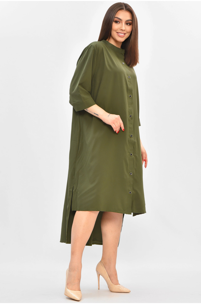 Платье женское полубатальное тёмно-зеленого цвета 8244 208805