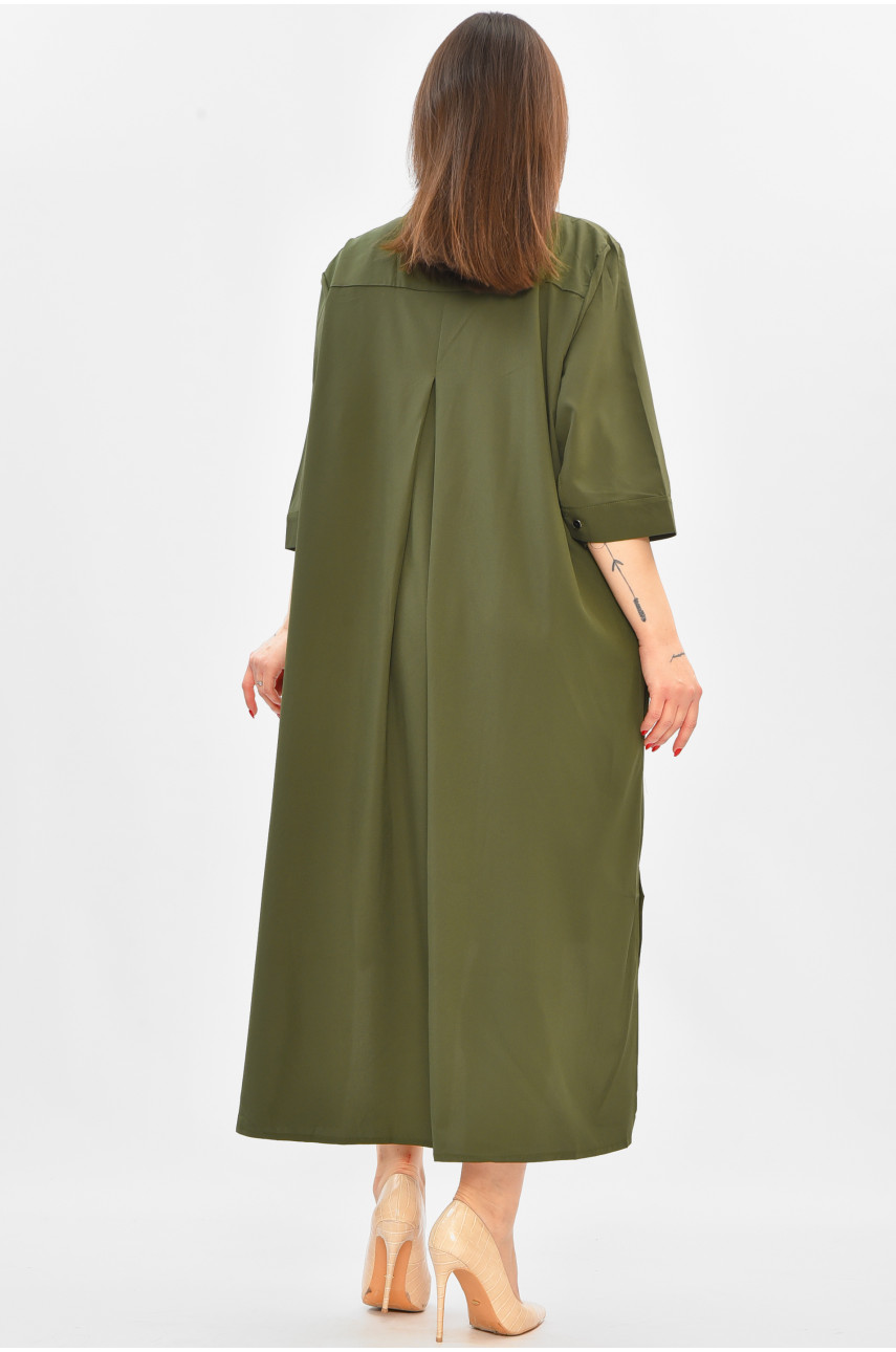 Платье женское полубатальное тёмно-зеленого цвета 8244 208805